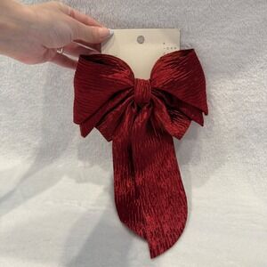 A New Day Burgundy Red Plisse Oversized Hair Bow Clip French Barrette NWT